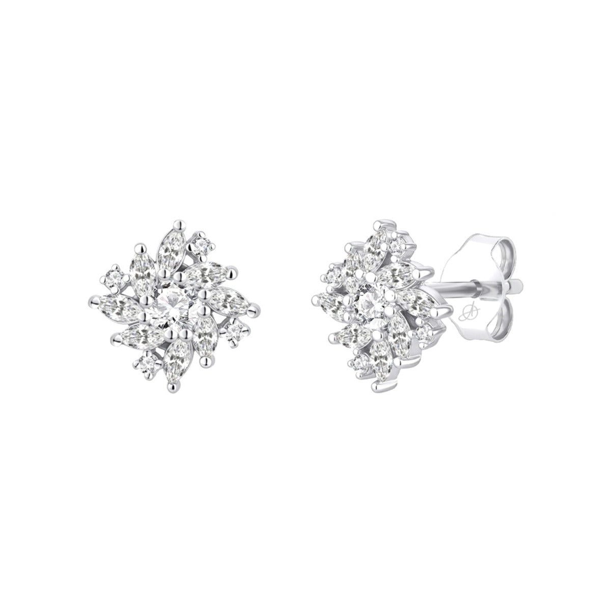 Pendientes Elegance de plata de ley 925 con copo de circonitas de 10 mm