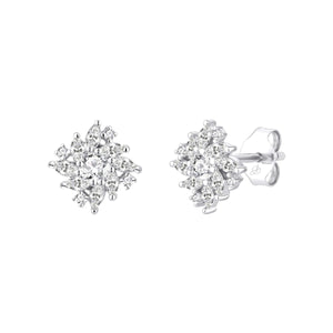 Pendientes Elegance de plata de ley 925 con copo de circonitas de 10 mm