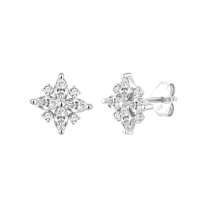 Pendientes de plata de ley 925 Elegance con flor abierta de circonitas blancas
