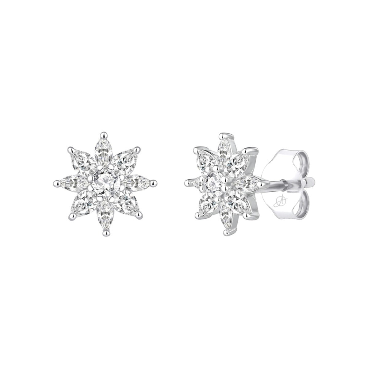 Pendientes de plata de ley 925 Elegance con estrella de ocho puntas de circonitas