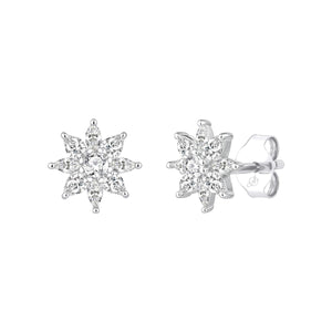 Pendientes de plata de ley 925 Elegance con estrella de ocho puntas de circonitas