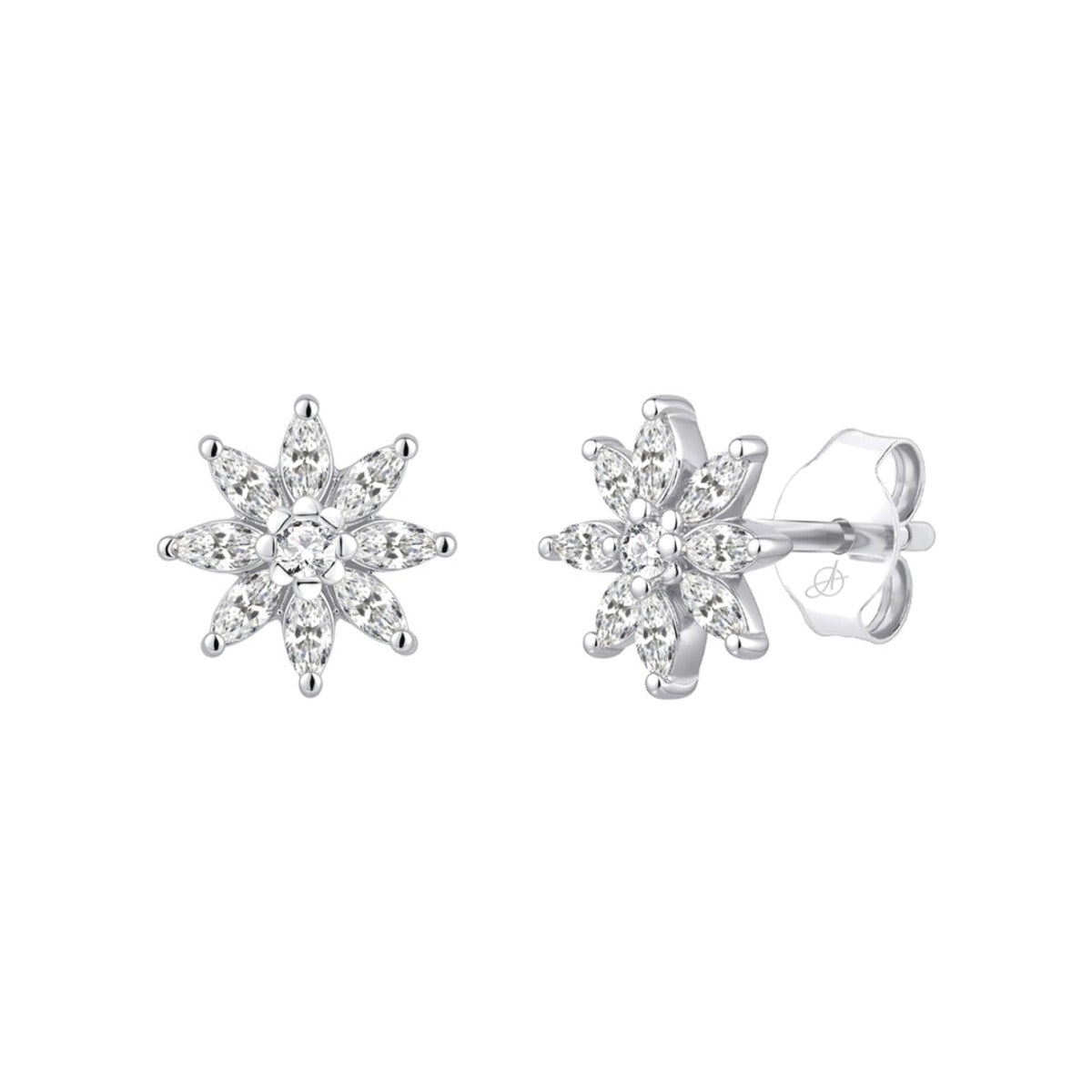 Pendientes Elegance de plata de ley 925 con dibujo de sol de circonitas de 10 mm