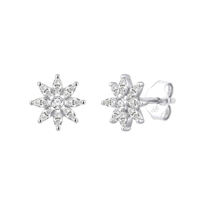 Pendientes Elegance de plata de ley 925 con dibujo de sol de circonitas de 10 mm