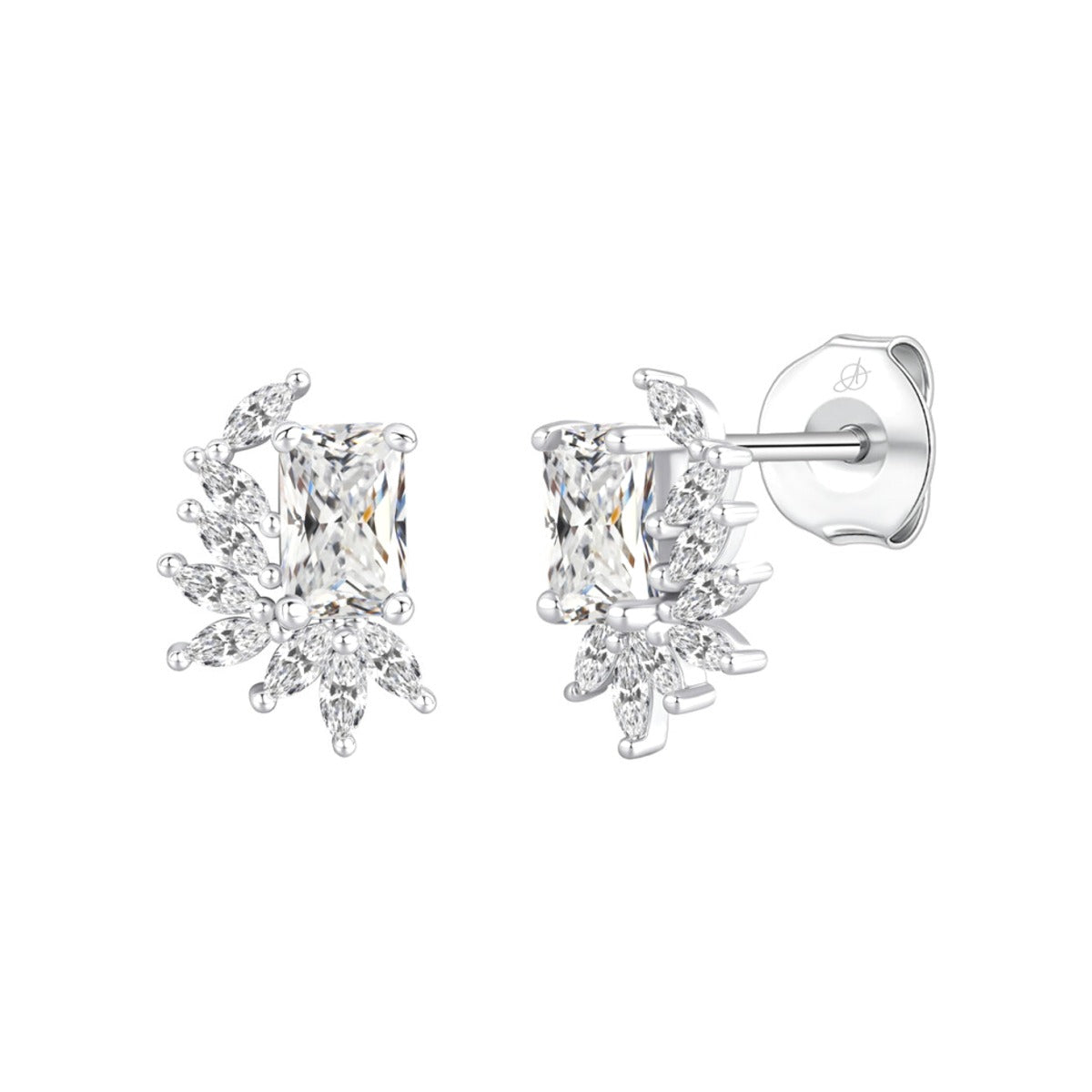 Pendientes de plata de ley 925 modelo Imperial cuajados de circonitas blancas