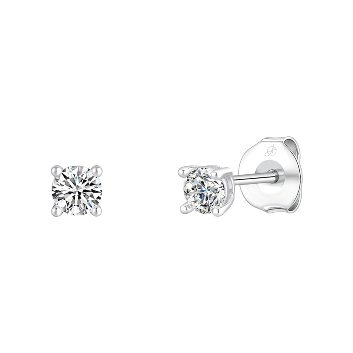 Pendientes de plata de ley 925 con circonita redonda de 4 mm en chatón