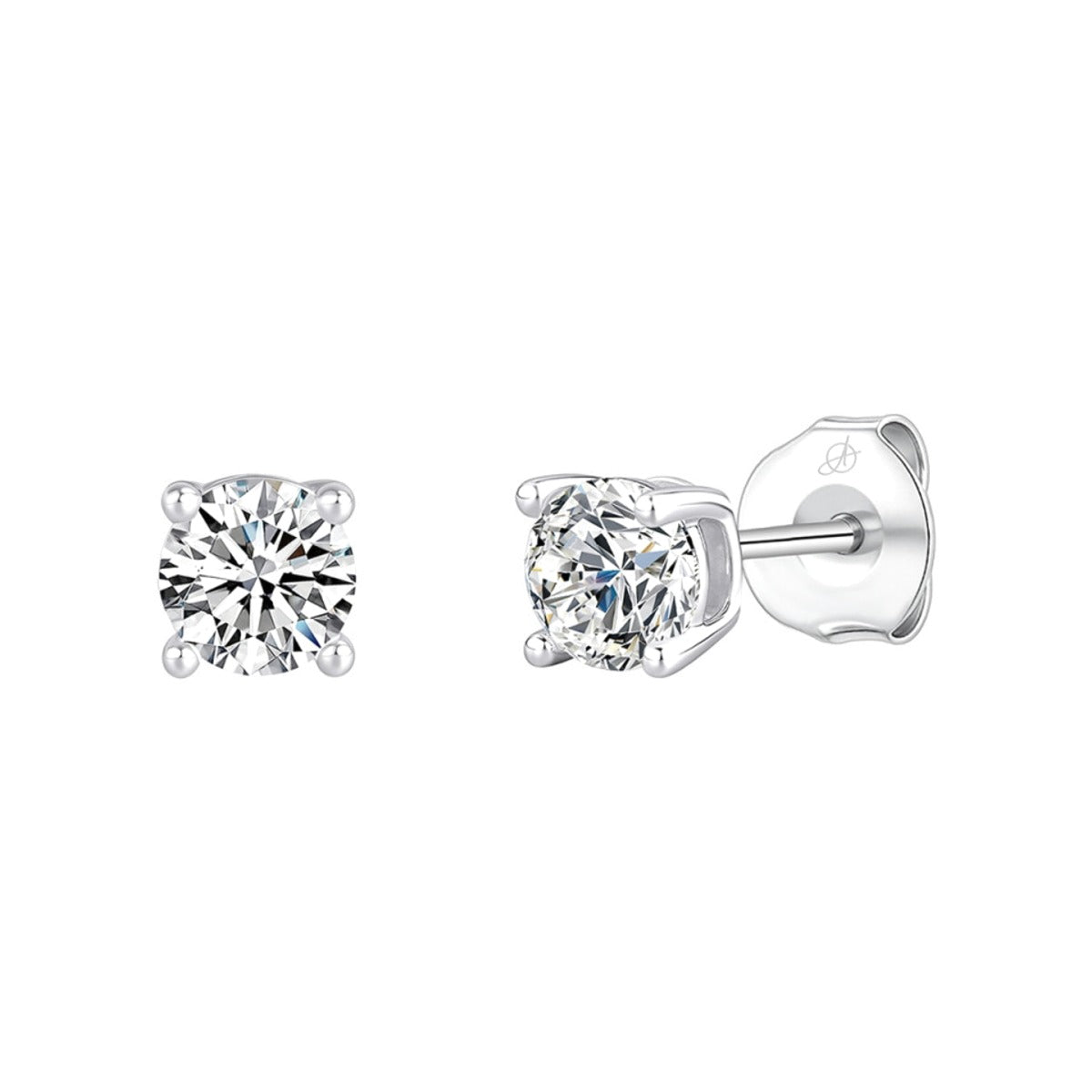 Pendientes de plata de ley 925 con circonita redonda de 5 mm engastada en garras