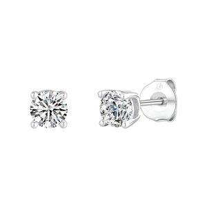 Pendientes de plata de ley 925 con circonita redonda de 5 mm engastada en garras