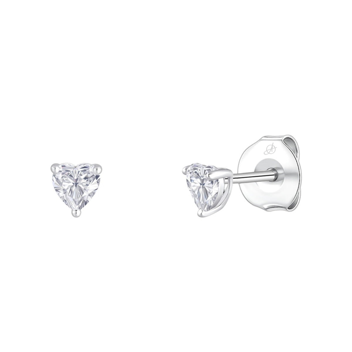 Pendientes de plata de ley 925 con circonita talla corazón de 4 mm