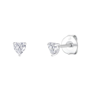 Pendientes de plata de ley 925 con circonita talla corazón de 4 mm