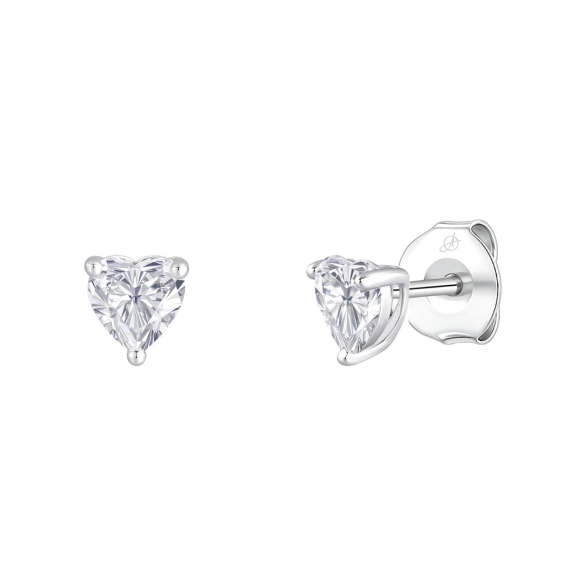 Pendientes de plata de ley 925 con circonita talla corazón de 5 mm en garras