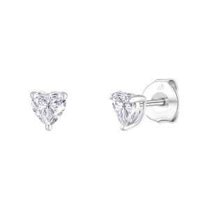 Pendientes de plata de ley 925 con circonita talla corazón de 5 mm en garras