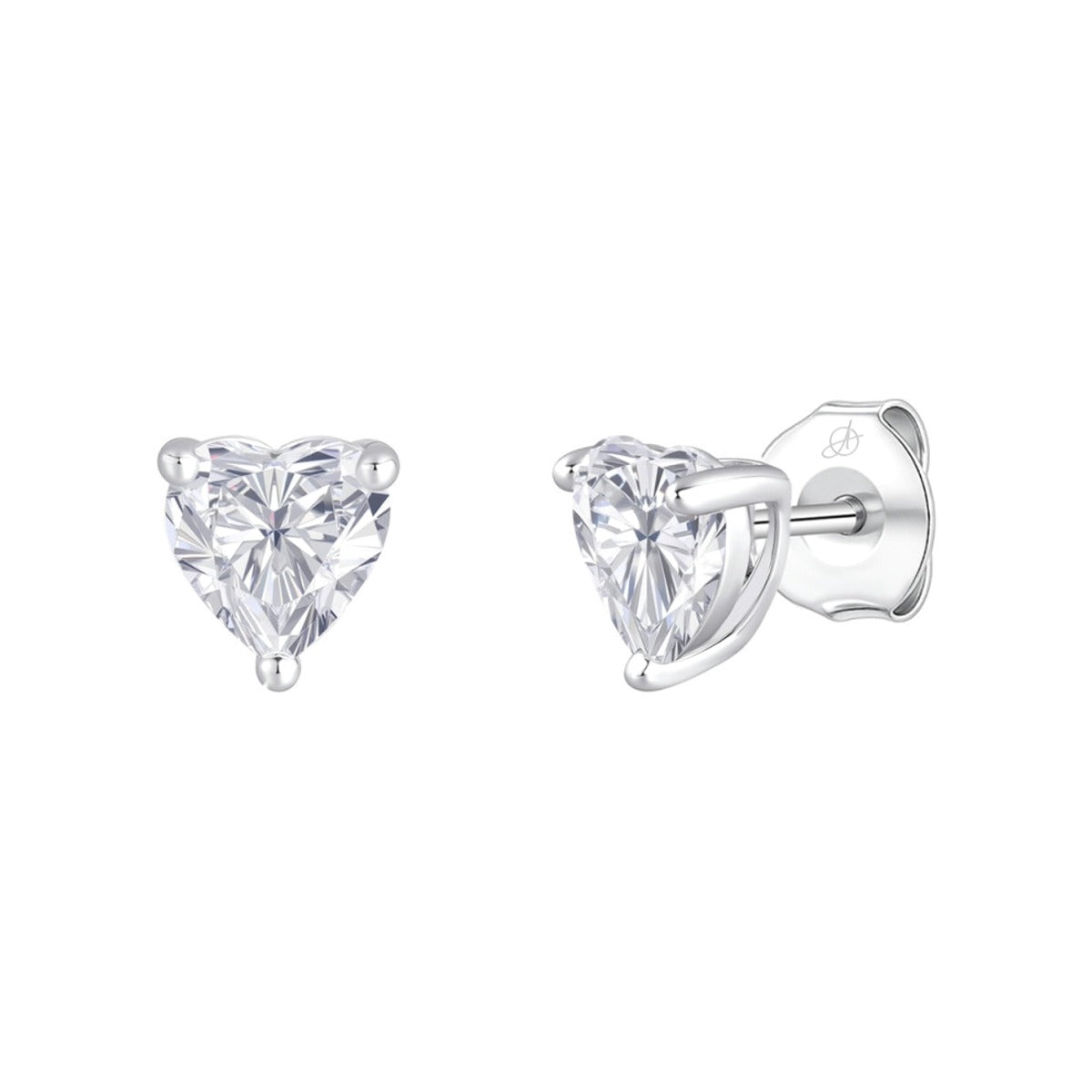 Pendientes de plata de ley 925 con circonita talla corazón de 6 mm