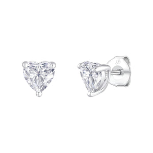 Pendientes de plata de ley 925 con circonita talla corazón de 6 mm