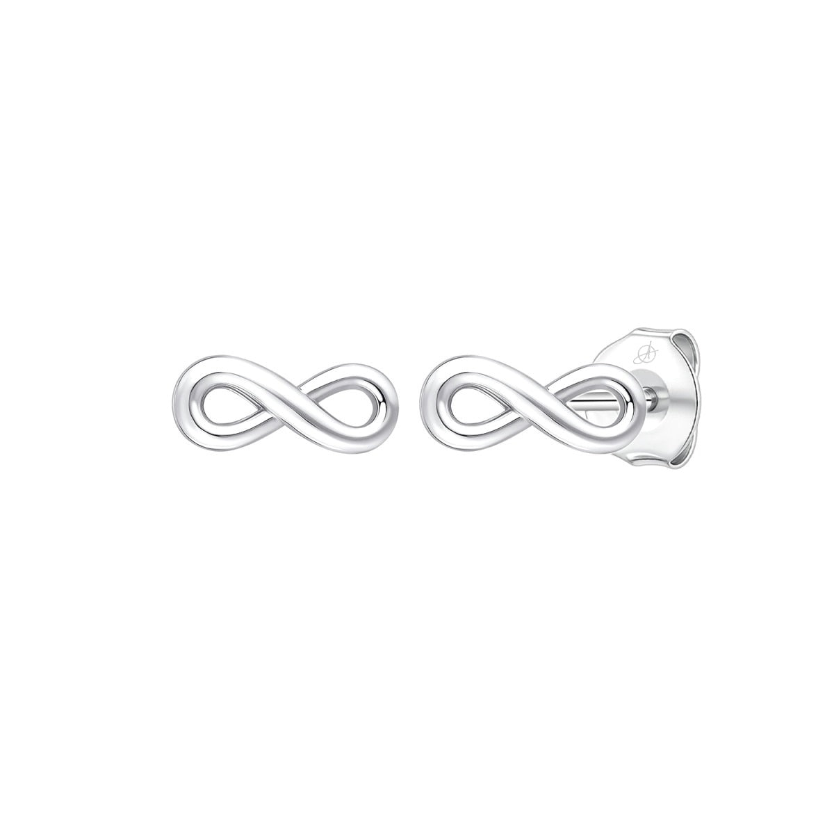 Pendientes de plata de ley con infinito liso