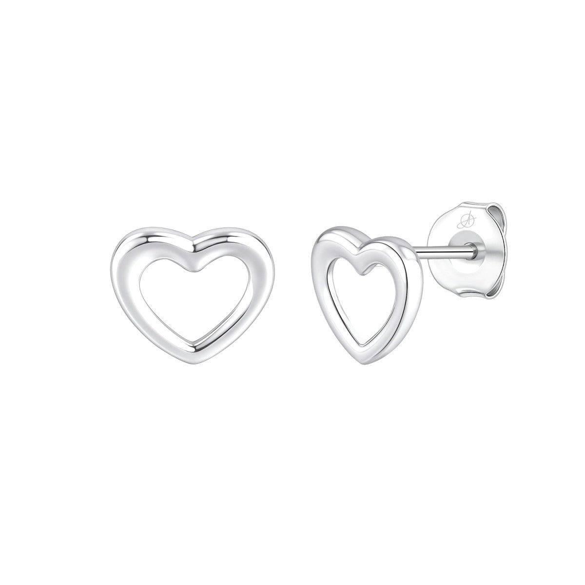 Pendientes de plata de ley con corazón calado