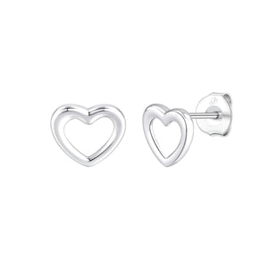Pendientes de plata de ley con corazón calado