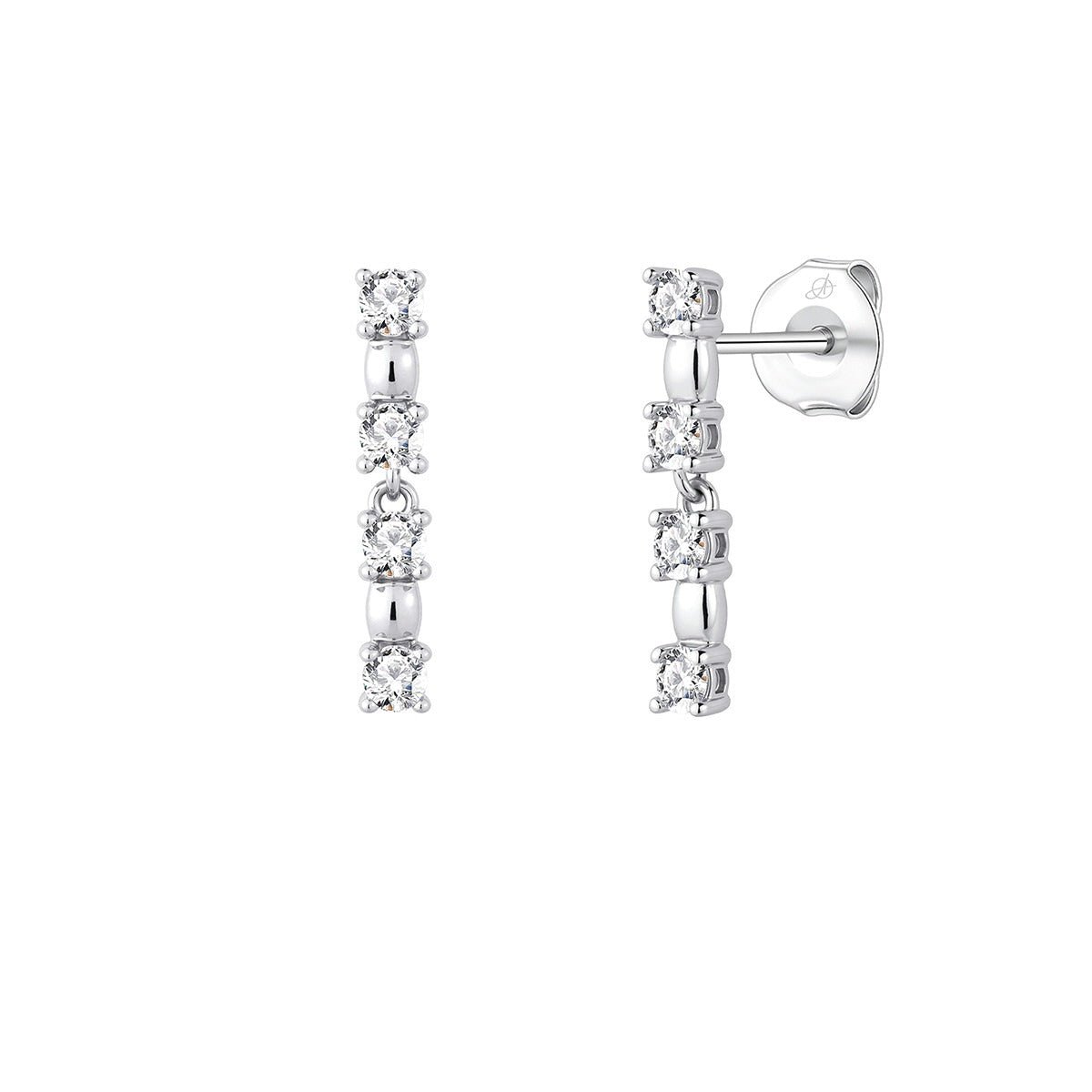 Pendientes de plata de ley con línea de circonitas