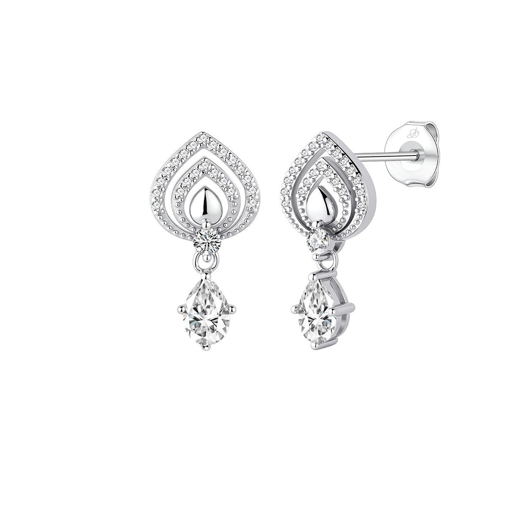 Pendientes de novia de plata de ley con circonitas