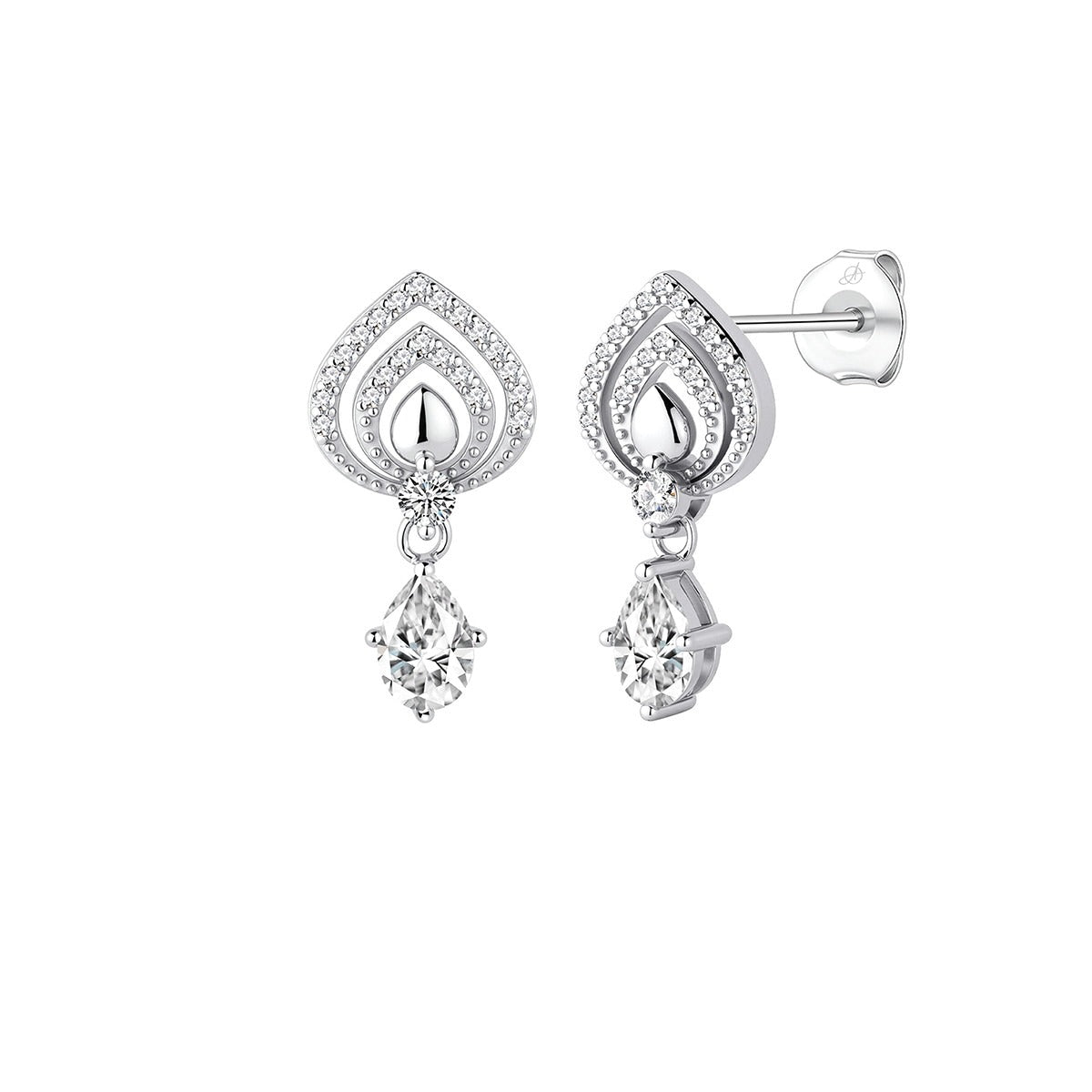 Pendientes de novia de plata de ley con circonitas