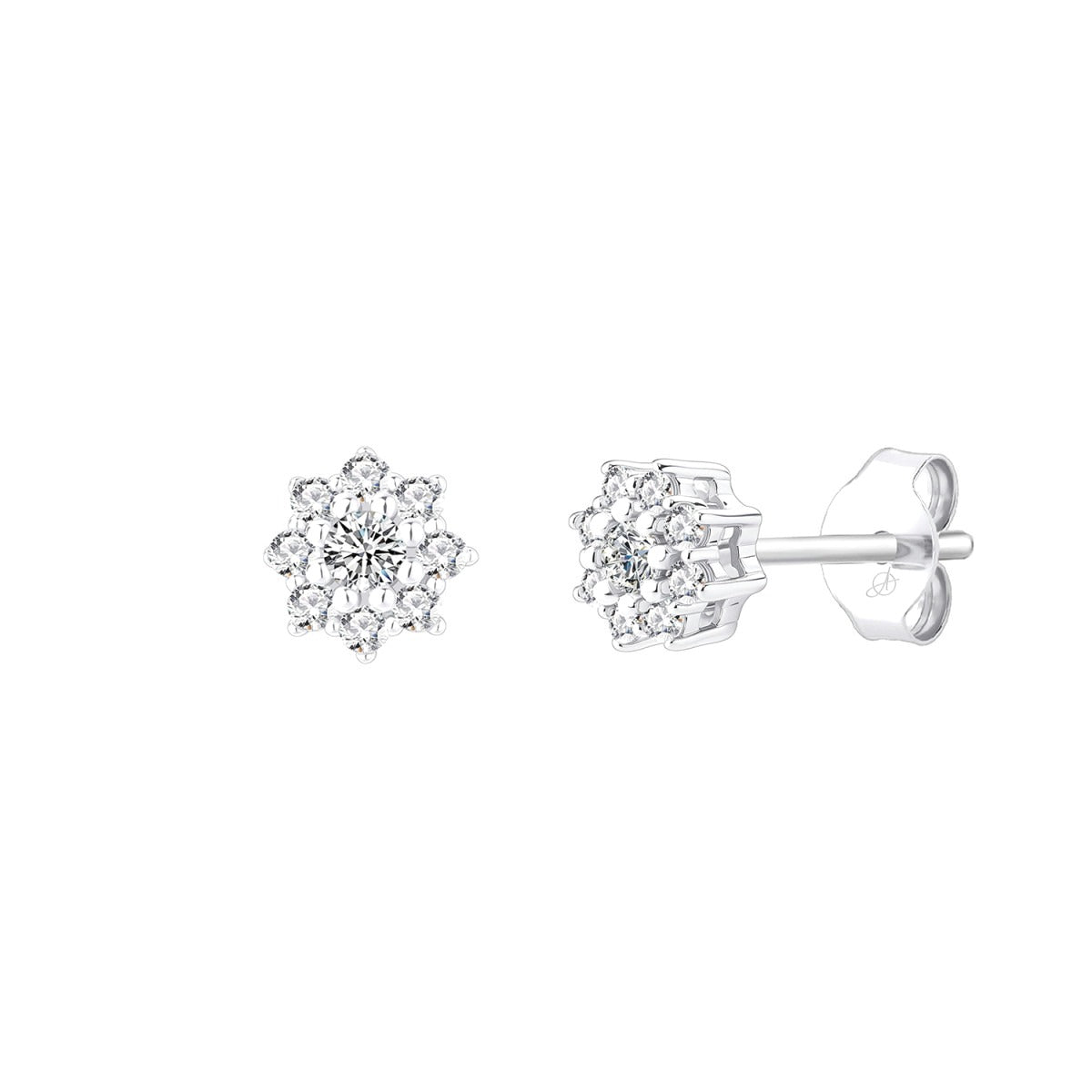 Pendientes de plata de ley con flor de circonitas