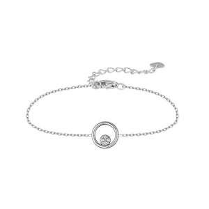 Pulsera de plata de ley con aro y disco de circonitas