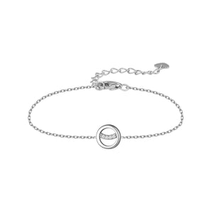 Pulsera de plata de ley aro con barra curva de circonitas