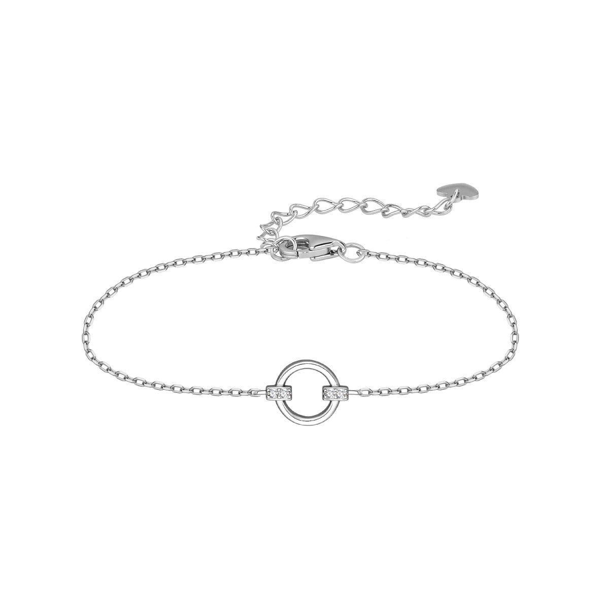 Pulsera de plata de ley aro con barra de circonitas