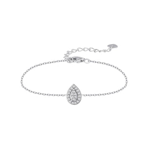 Pulsera de plata de ley 925 con circonita en gota orlada de circonitas blancas