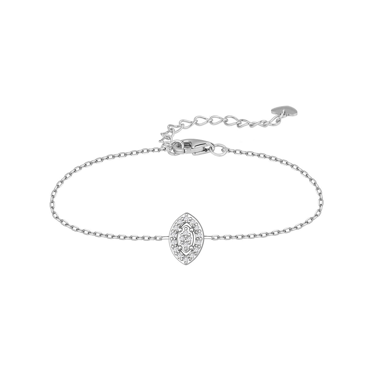 Pulsera de plata de ley 925 con circonita talla navette orlada de circonitas