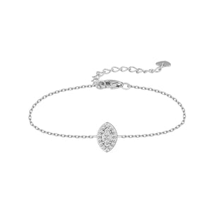 Pulsera de plata de ley 925 con circonita talla navette orlada de circonitas