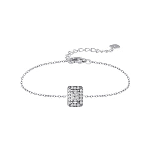 Pulsera de plata de ley 925 con circonita cuadrada orlada de circonitas blancas