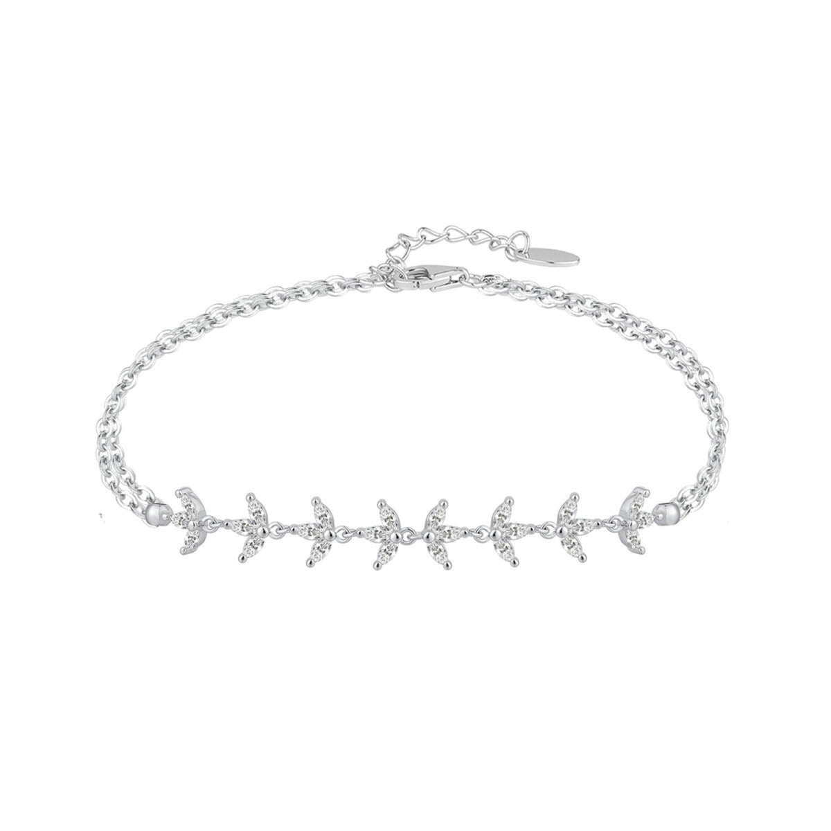 Pulsera de plata de ley 925 con espiga de circonitas talla marquesa