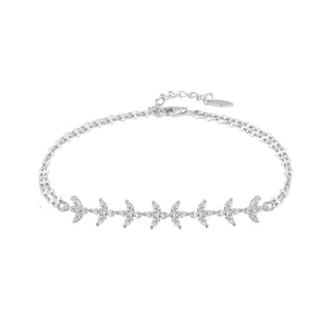 Pulsera de plata de ley 925 con espiga de circonitas talla marquesa