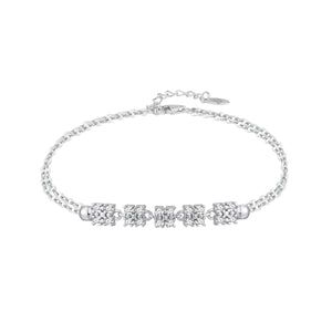 Pulsera de plata de ley 925 con eslabones cuadrados de circonitas