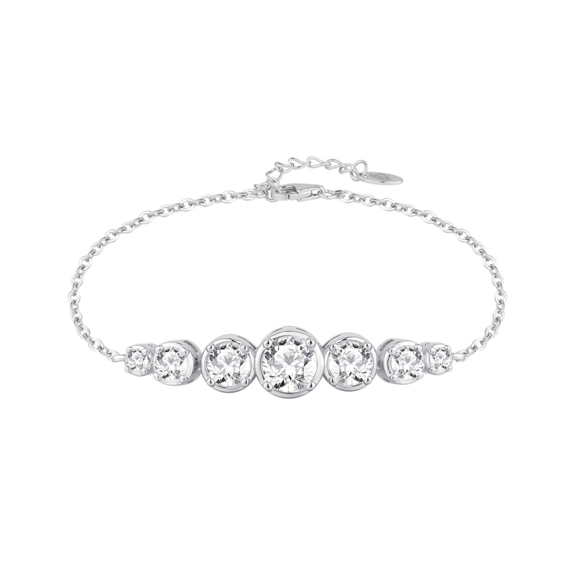 Pulsera de plata de ley 925 con cinco chatones de circonitas en degradé
