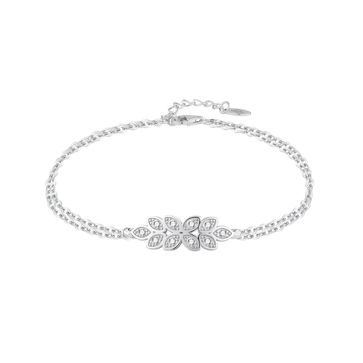 Pulsera de plata de ley 925 con racimo de circonitas en el centro