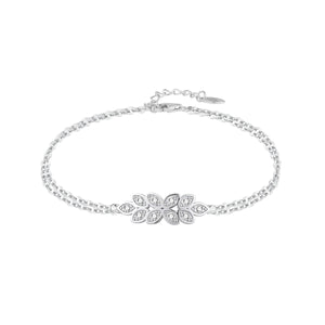 Pulsera de plata de ley 925 con racimo de circonitas en el centro