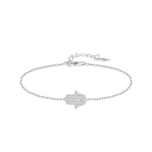 Pulsera de plata de ley con mano de Fátima de circonitas