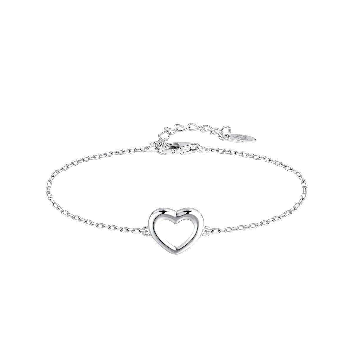 Pulsera de plata de ley con corazón calado