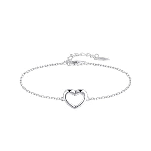 Pulsera de plata de ley con corazón calado
