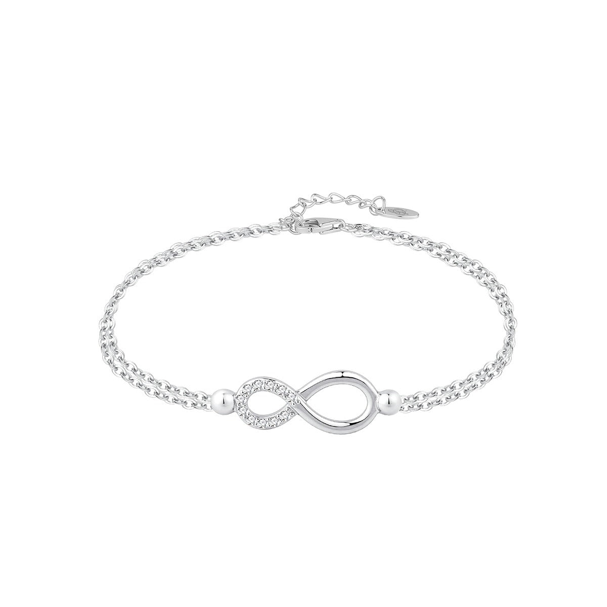 Pulsera de plata de ley con infinito de circonitas
