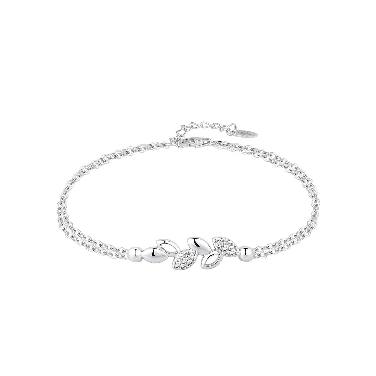 Pulsera de plata de ley con hojas de circonitas