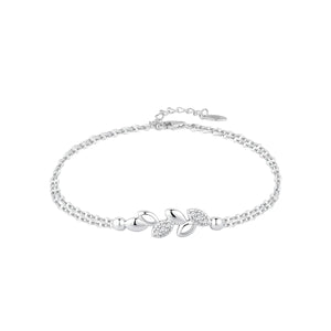 Pulsera de plata de ley con hojas de circonitas