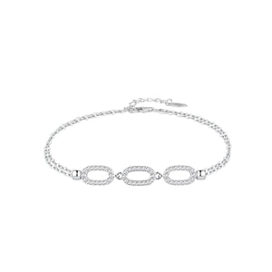 Pulsera de plata de ley con eslabones ovalados de circonitas