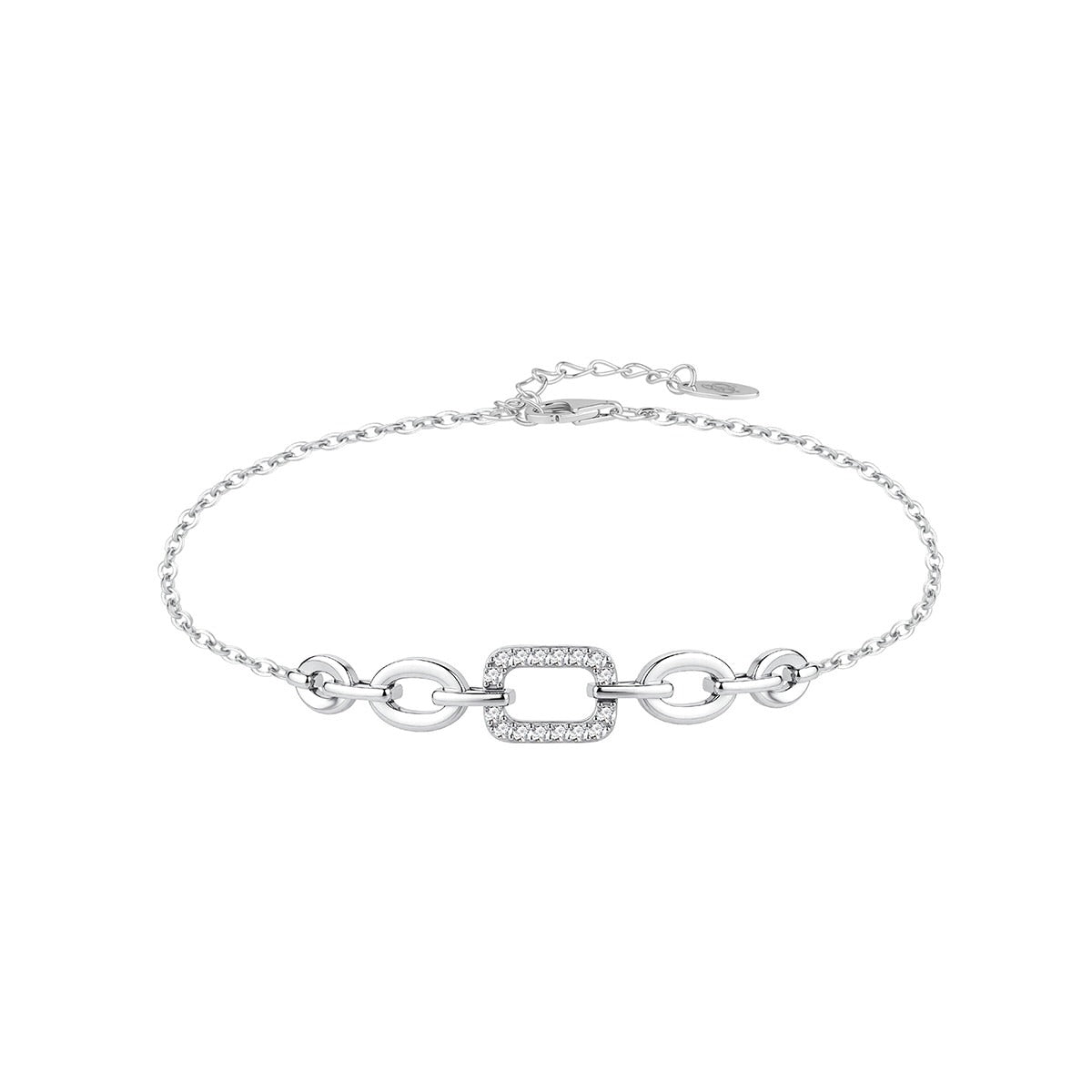 Pulsera de plata de ley con eslabones de circonitas