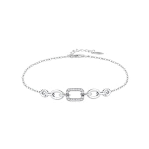 Pulsera de plata de ley con eslabones de circonitas