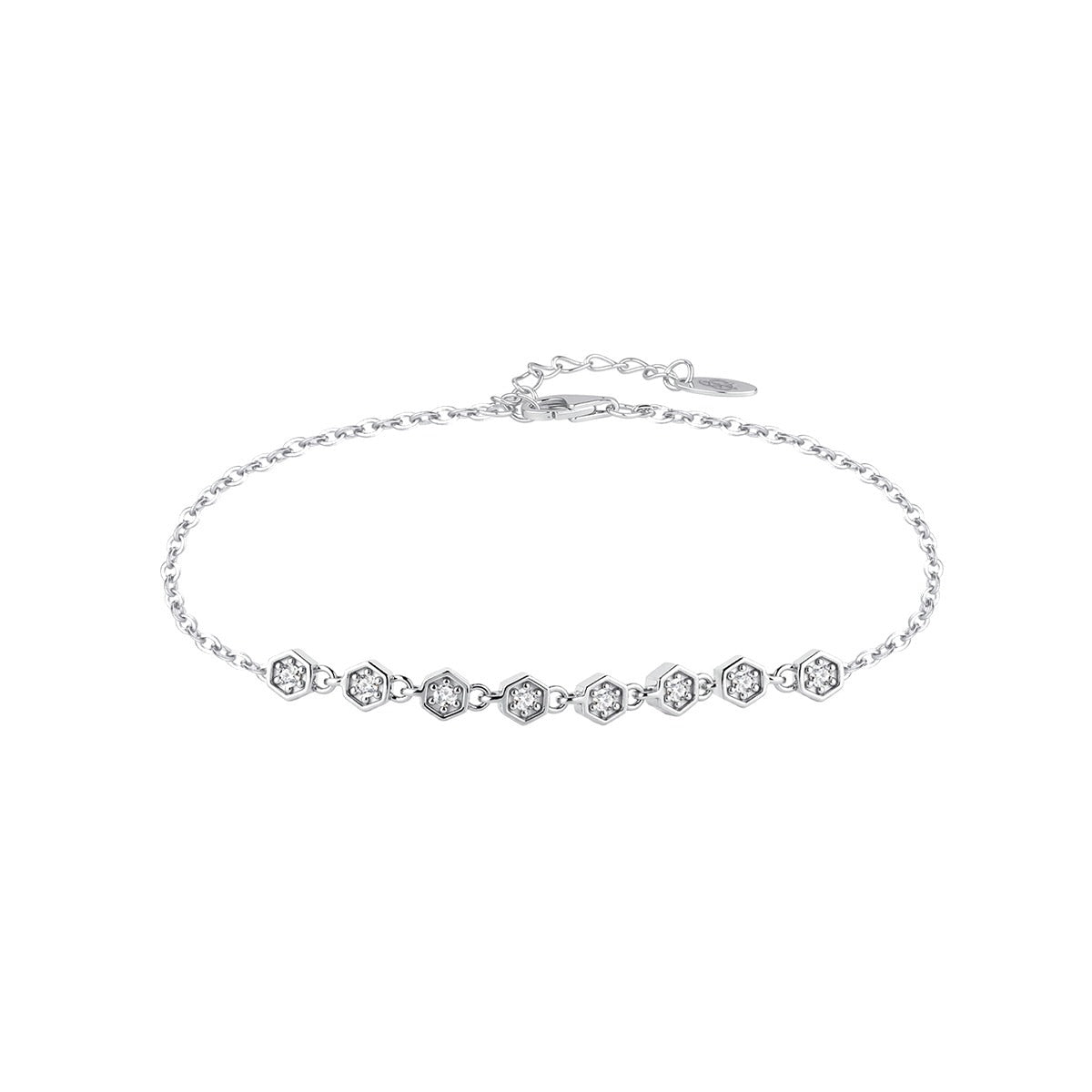 Pulsera fina de plata de ley con circonitas
