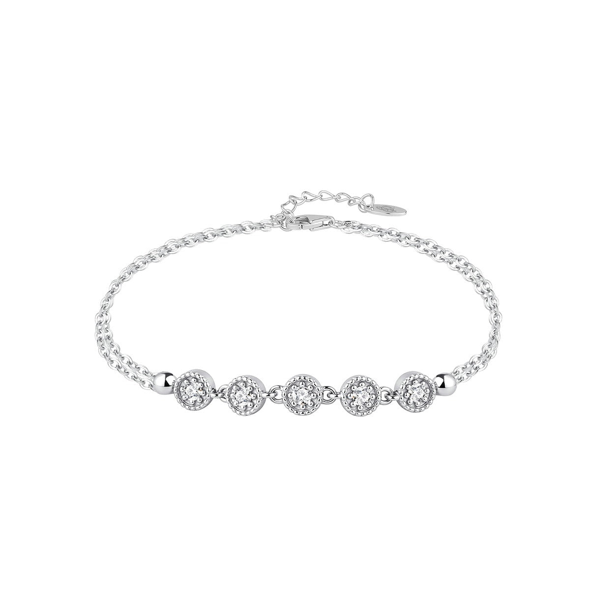 Pulsera de plata de ley con cinco circonitas