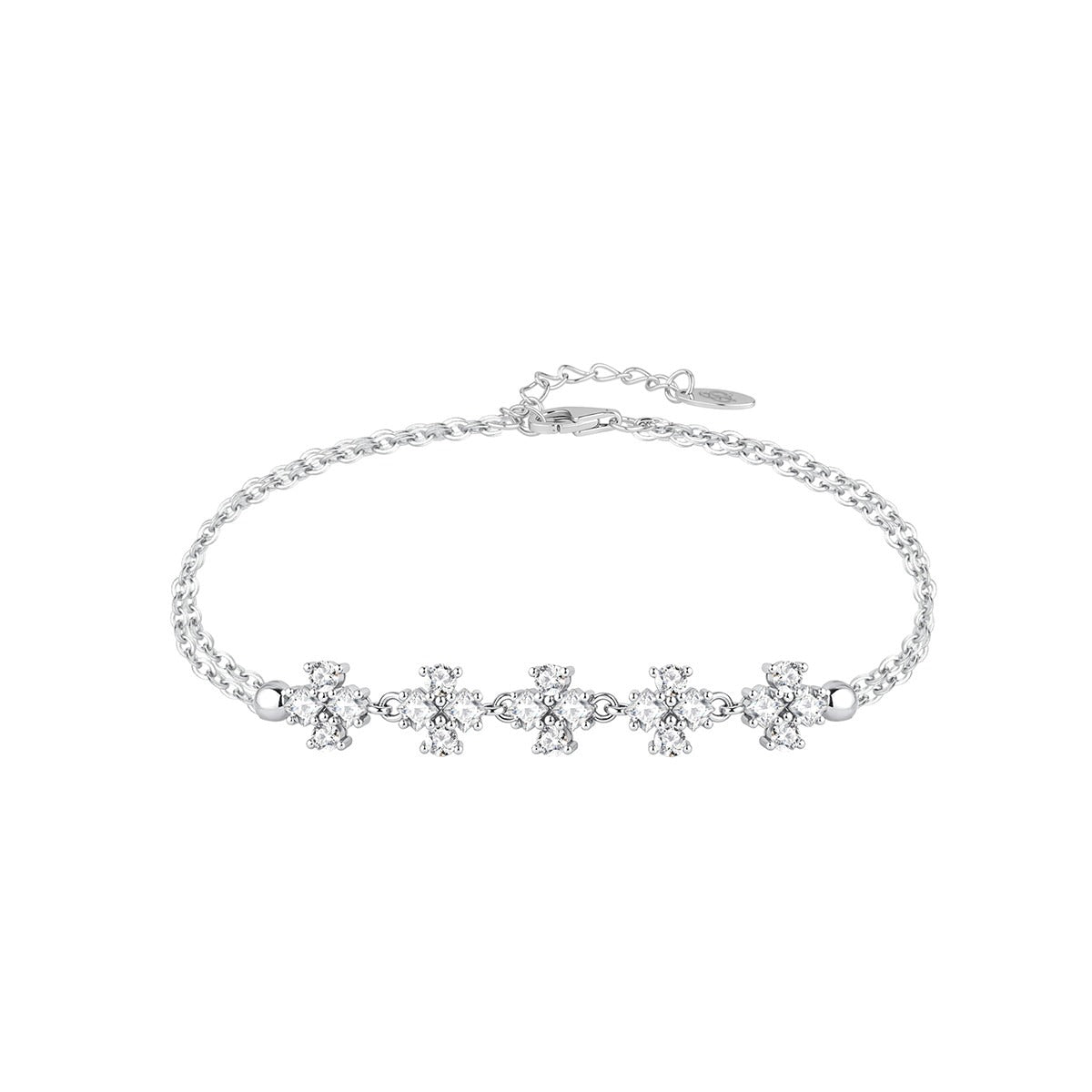 Pulsera floral de plata de ley con circonitas