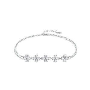 Pulsera floral de plata de ley con circonitas